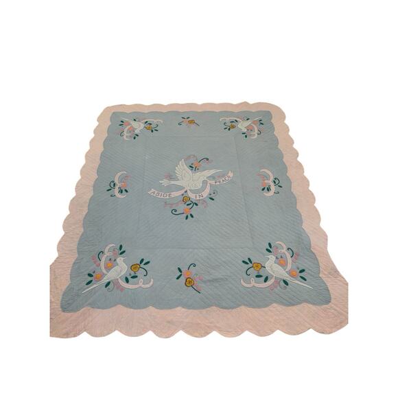 Handmade Machine Sewn Quilt Top Patchwork Scalloped Reversible 91” L x 78” W - Picture 3 of 14